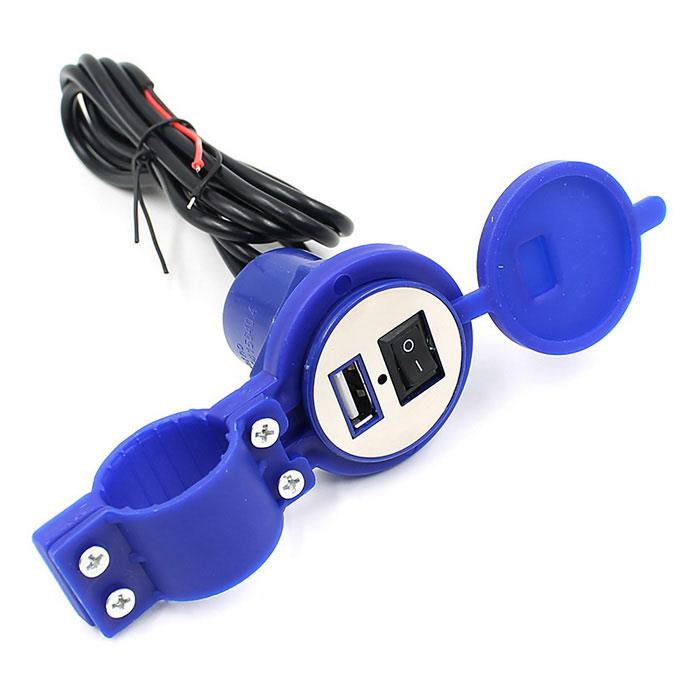 Motorcycle USB Charger Motor Casan HP Waterproof 1 Port 1.5A - Biru Motorcycle USB Charger Motor Casan HP Waterproof 1 Port 1.5A - Biru