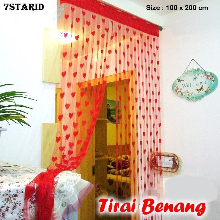 Tirai Benang Motif Love 7STAR Untuk Tirai Pintu / Jendela 1Pcs