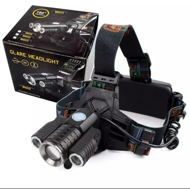 Head Lamp Zoom Senter Kepala 3 Mata High Quality Original For Adventure Glare Headlight - Hitam Head Lamp Zoom Senter Kepala 3 Mata High Quality Original For Adventure Glare Headlight - Hitam