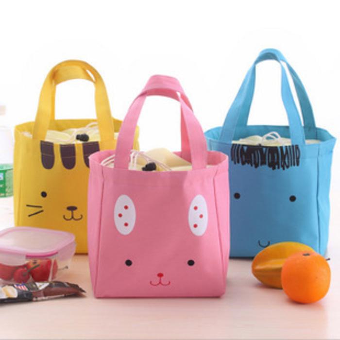 Aoli tas lunch bag cute animal kartun biru pink kuning kanvas 013bta Aoli tas lunch bag cute animal kartun biru pink kuning kanvas 013bta