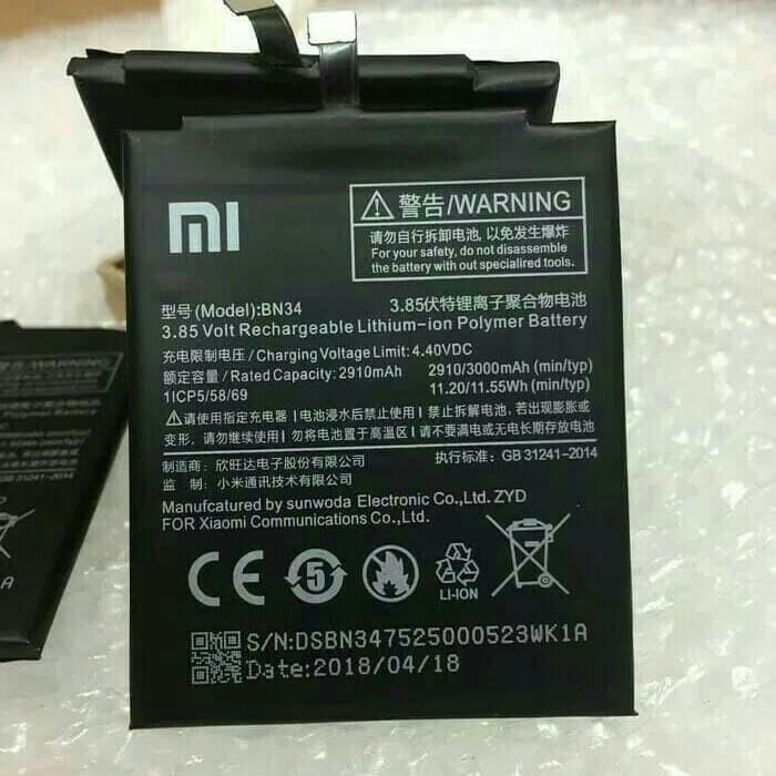 Baterai Original Xiaomi Redmi 5A BN34 Batre Baterry Batrei Baterai Original Xiaomi Redmi 5A BN34 Batre Baterry Batrei