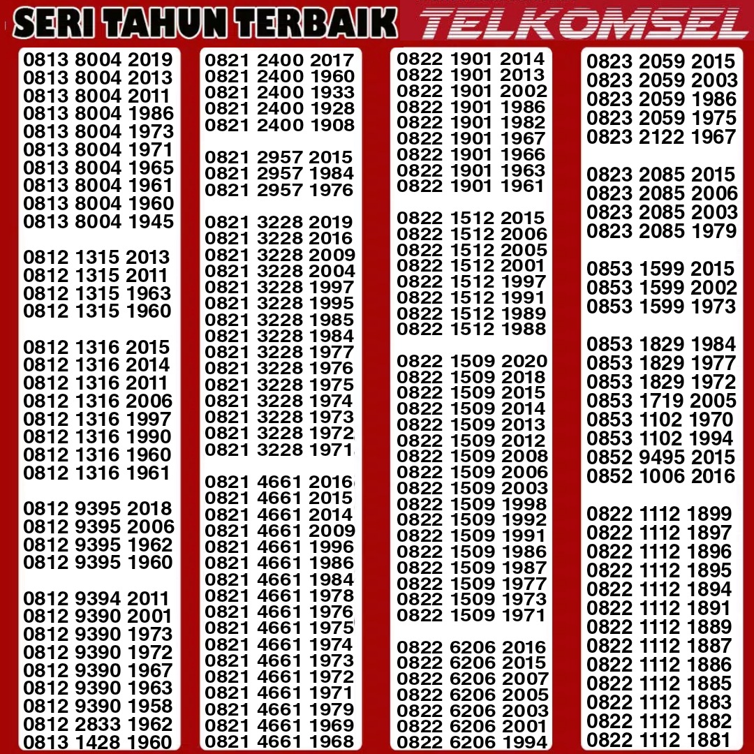 Nomor Cantik Simpati 4G LTE Seri Tahun Kartu Perdana No telkomsel cantik Murah Meriah Nomer Simpati 4G LTE Seri Bagus Rapih ABAB Triple Krwartet Double Operator Nomor Cantik Simpati 4G LTE Seri Tahun Kartu Perdana No telkomsel cantik Murah Meriah Nomer Simpati 4G LTE Seri Bagus Rapih ABAB Triple Krwartet Double Operator