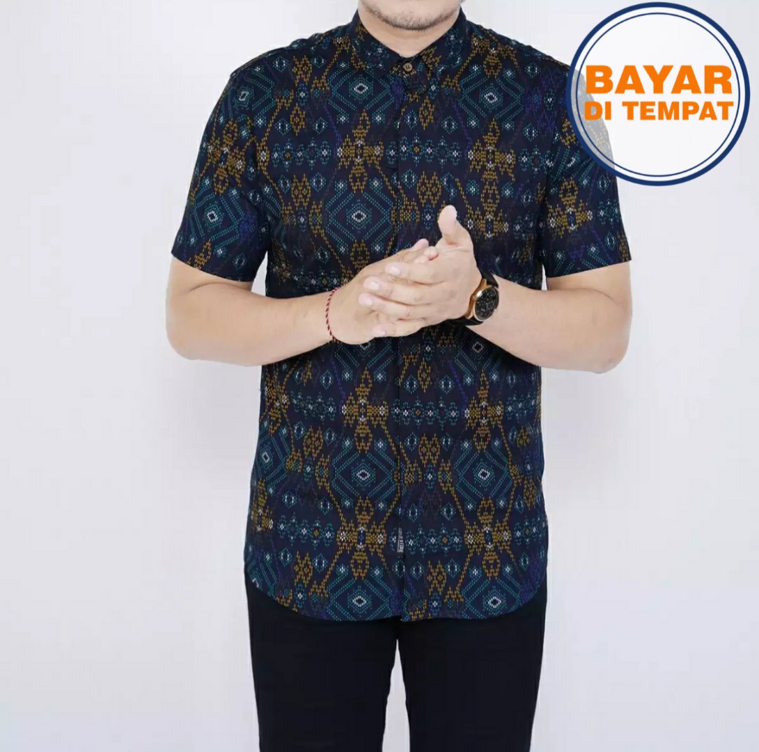 Baju Kemeja Batik pria Lengan Pendek 100% Bahan Katun / Batik Songket Lengan Pendek Slimfit Baju Kemeja Batik pria Lengan Pendek 100% Bahan Katun / Batik Songket Lengan Pendek Slimfit