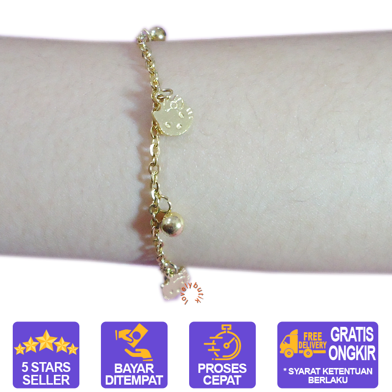 Lovelybutik - Gelang Tangan Titanium Anti Karat Cutie Gelang Tangan Wanita Titanium Warna Emas ukuran 18 cm Lovelybutik - Gelang Tangan Titanium Anti Karat Cutie Gelang Tangan Wanita Titanium Warna Emas ukuran 18 cm