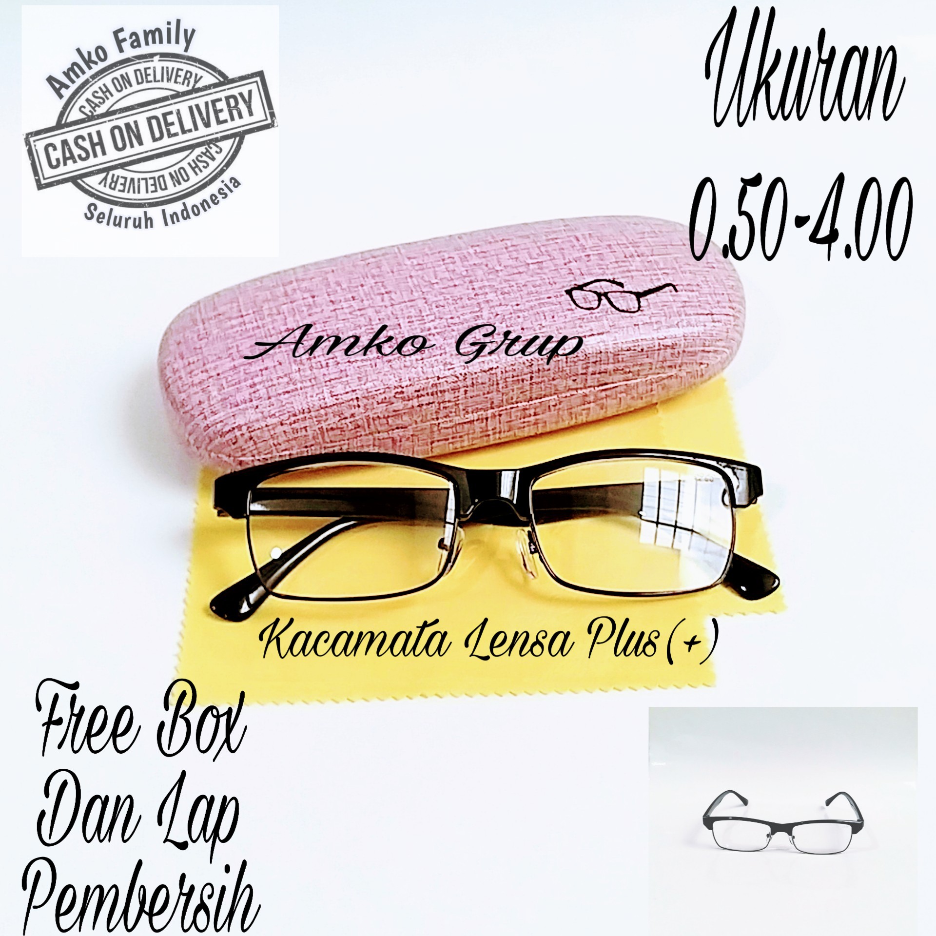 NEW Kacamata Baca (+) Rabun Dekat Model Kotak Ukuran 0.50-4.00 Free Box Dan Lap Pembersih NEW Kacamata Baca (+) Rabun Dekat Model Kotak Ukuran 0.50-4.00 Free Box Dan Lap Pembersih