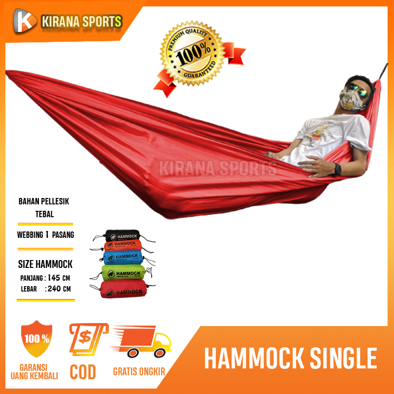 Hammock Single Ayunan Gantung Camping Outdoor / Tempat Tidur Hemok Dewasa Tebal Kuat - HSL001 Hammock Single Ayunan Gantung Camping Outdoor / Tempat Tidur Hemok Dewasa Tebal Kuat - HSL001