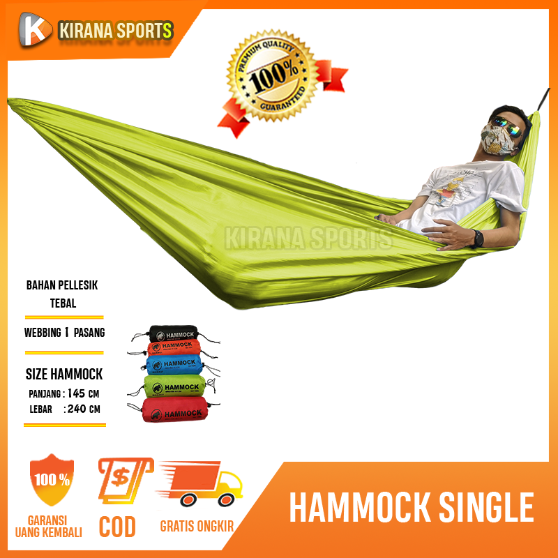 Hammock Single Ayunan Gantung Camping Outdoor / Tempat Tidur Hemok Dewasa Tebal Kuat - HSL001 Hammock Single Ayunan Gantung Camping Outdoor / Tempat Tidur Hemok Dewasa Tebal Kuat - HSL001