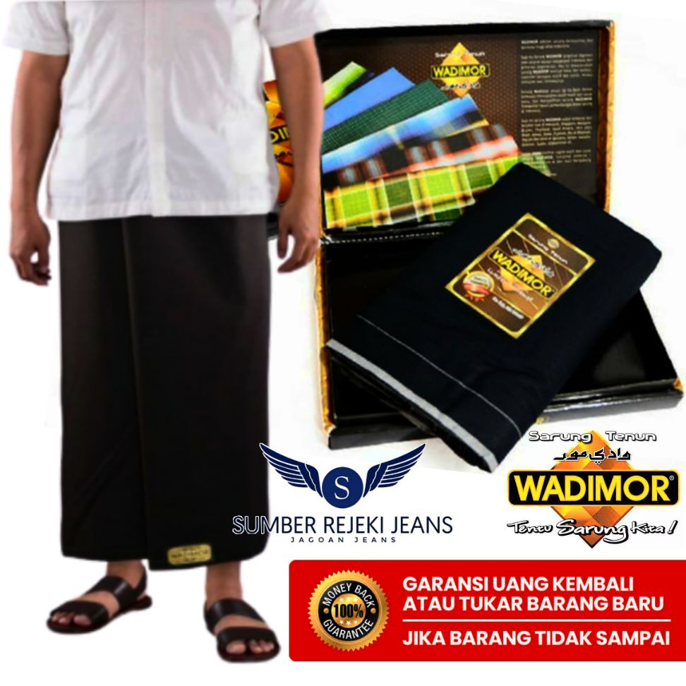 WADIMOR HITAM POLOS / Sarung Muslim Pria / Sarong Sholat Islam Murah / Sarung Tenun Hitam Polos WADIMOR HITAM POLOS / Sarung Muslim Pria / Sarong Sholat Islam Murah / Sarung Tenun Hitam Polos