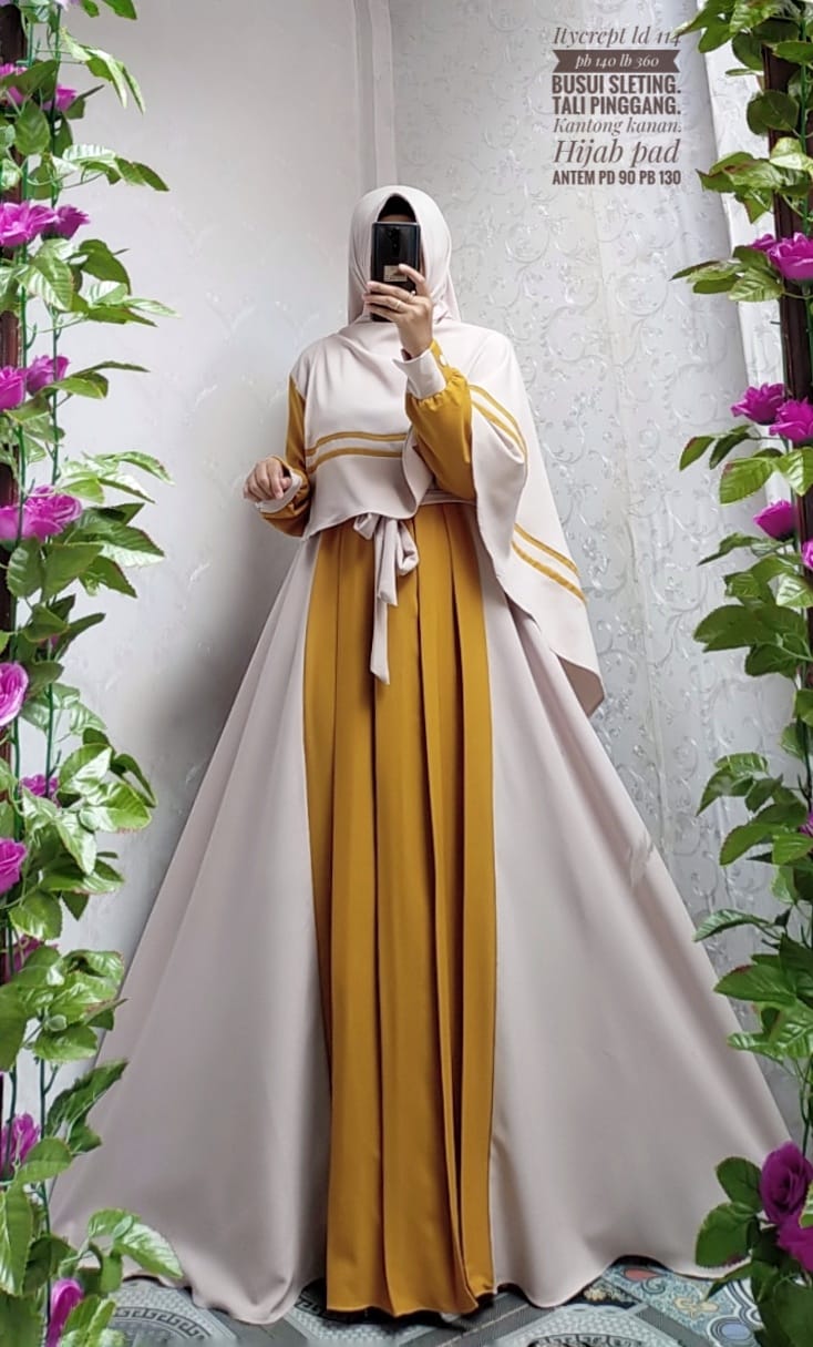 Syari gamis itycrepe premium MARYAM set khimar variasi rempel depan Syari gamis itycrepe premium MARYAM set khimar variasi rempel depan