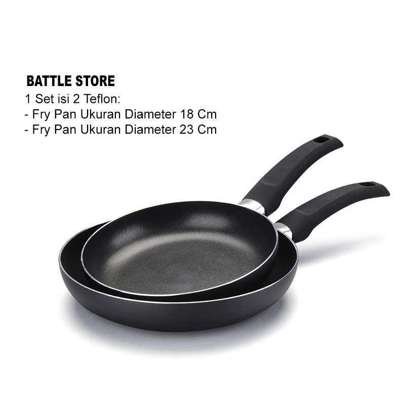 Battle store Maspion Panci penggorengan teflon Set 18cm+23cm ( isi dua ) Anti Lengket - Hitam Battle store Maspion Panci penggorengan teflon Set 18cm+23cm ( isi dua ) Anti Lengket - Hitam
