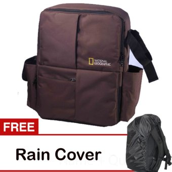Third Party Tas Kamera Ransel National Geographic - Coklat + Free Rain Cover