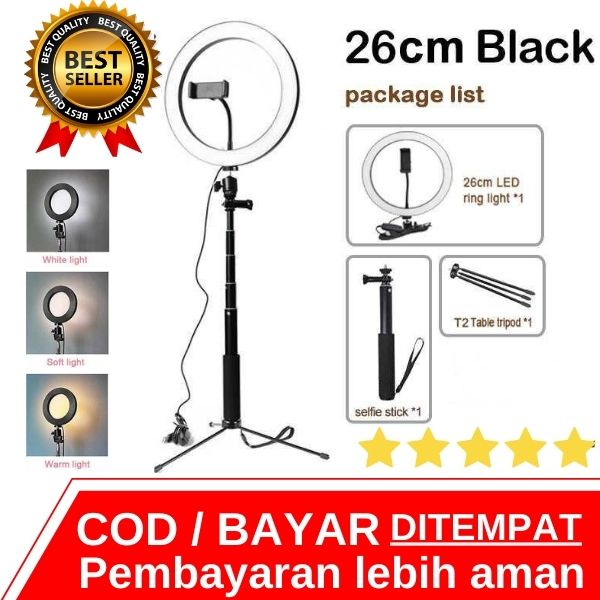Halo Ring Light LED 120 LED 10 Inch Holder + Tripod untuk Youtuber Studio Lampu Ringlight Halo Ring Light LED 120 LED 10 Inch Holder + Tripod untuk Youtuber Studio Lampu Ringlight