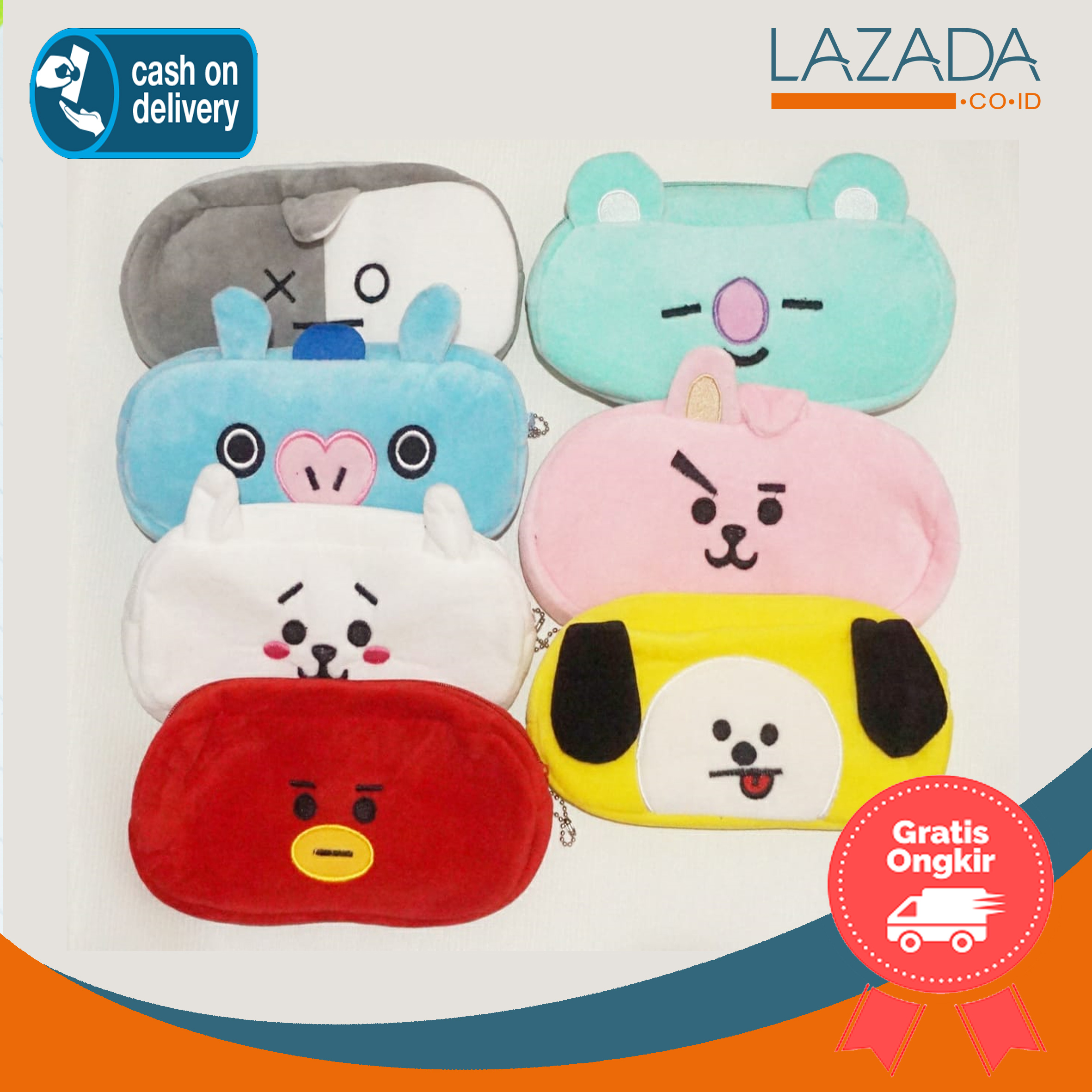 tempat pensil BT21 kotak pensil BT21 BTS kain bulu tempat pensil BT21 kotak pensil BT21 BTS kain bulu