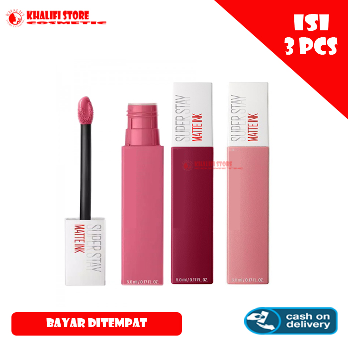 Lipstik Maybeline Super Stay Matte Lipstick Isi 3 Pcs - Paket Hemat Lip Cream Lipstik Maybeline Super Stay Matte Lipstick Isi 3 Pcs - Paket Hemat Lip Cream