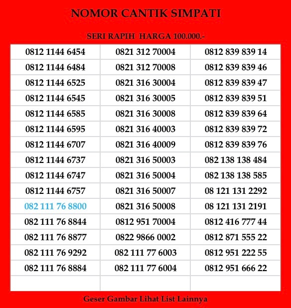 Nomor Cantik Simpati 4G LTE Kartu Perdana Telkomsel Nomor Cantik Simpati 4G LTE Kartu Perdana Telkomsel