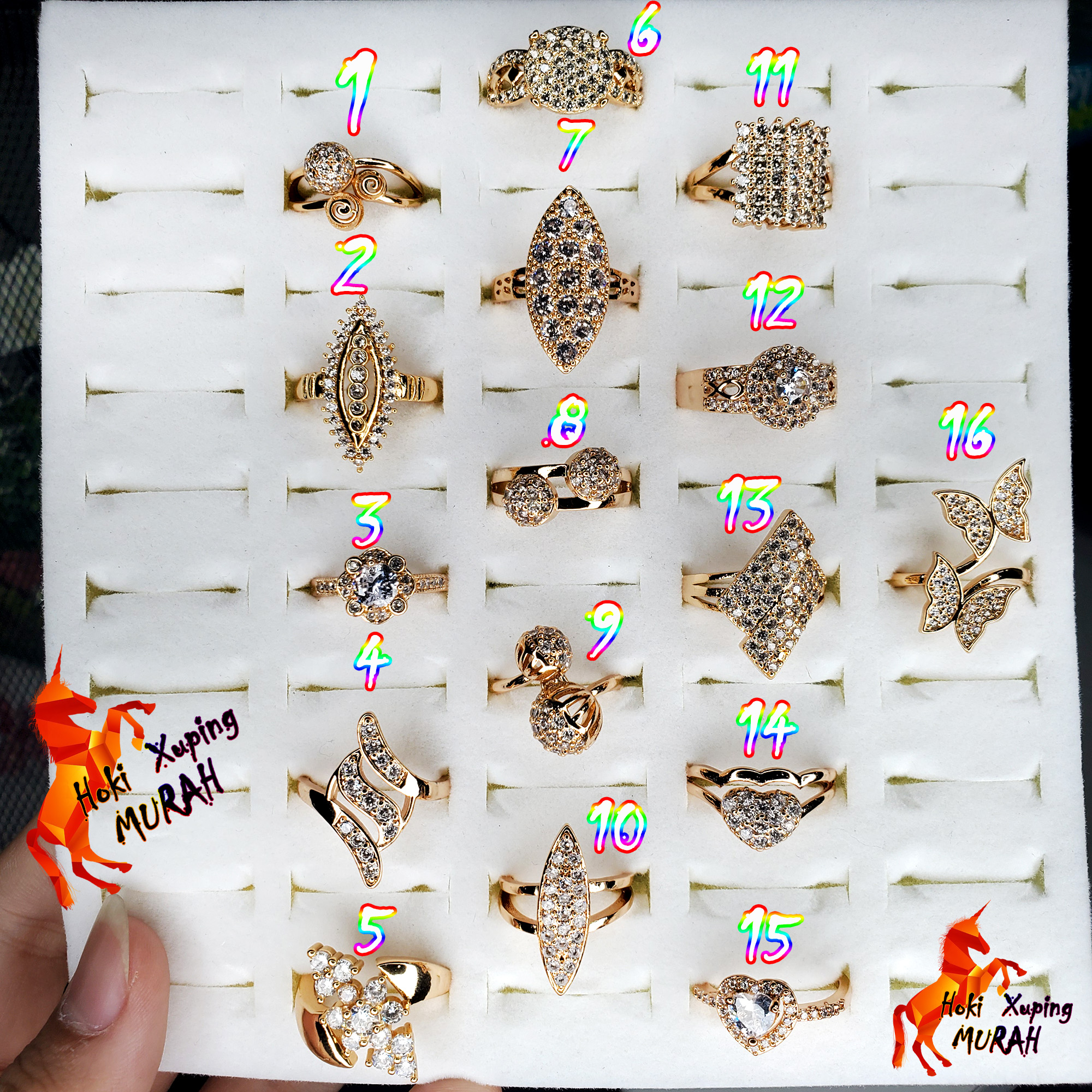 Cincin Xuping 24K Permata Full Mata Motif Beragam Perhiasan Fashion Wanita Cincin Xuping 24K Permata Full Mata Motif Beragam Perhiasan Fashion Wanita