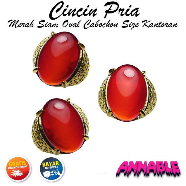 Batu Cincin Akik Merah Siam Kristal - Oval Cabochon Batu Cincin Akik Merah Siam Kristal - Oval Cabochon