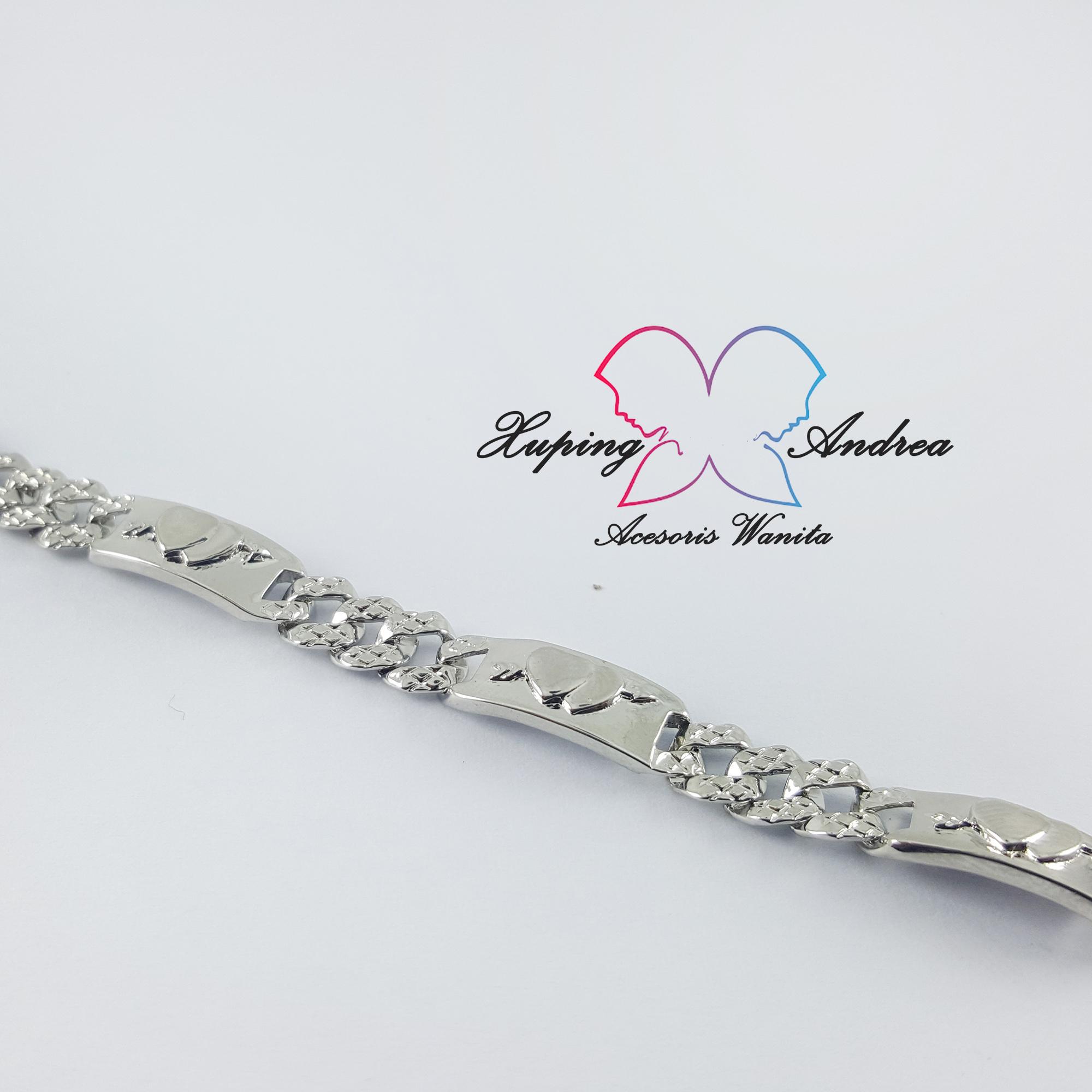 Gelang Xuping Motif Plat Love Silver Polos Gelang Xuping Motif Plat Love Silver Polos