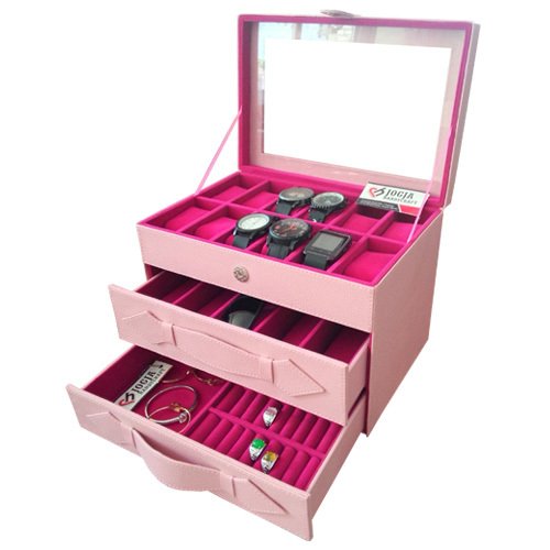 Jogja Craft Baby Pink Watch Box Organizer For 12 Watches Mix Glasses and Accesories Drawer Jogja Craft Baby Pink Watch Box Organizer For 12 Watches Mix Glasses and Accesories Drawer