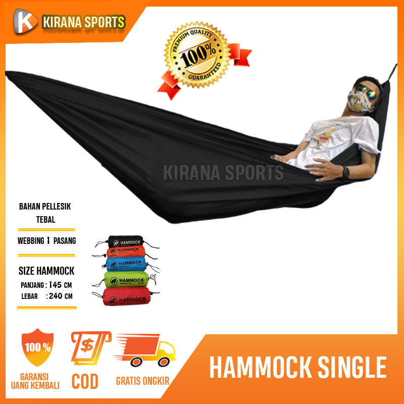 Hammock Single Ayunan Gantung Camping Outdoor / Tempat Tidur Hemok Dewasa Tebal Kuat - HSL001 Hammock Single Ayunan Gantung Camping Outdoor / Tempat Tidur Hemok Dewasa Tebal Kuat - HSL001