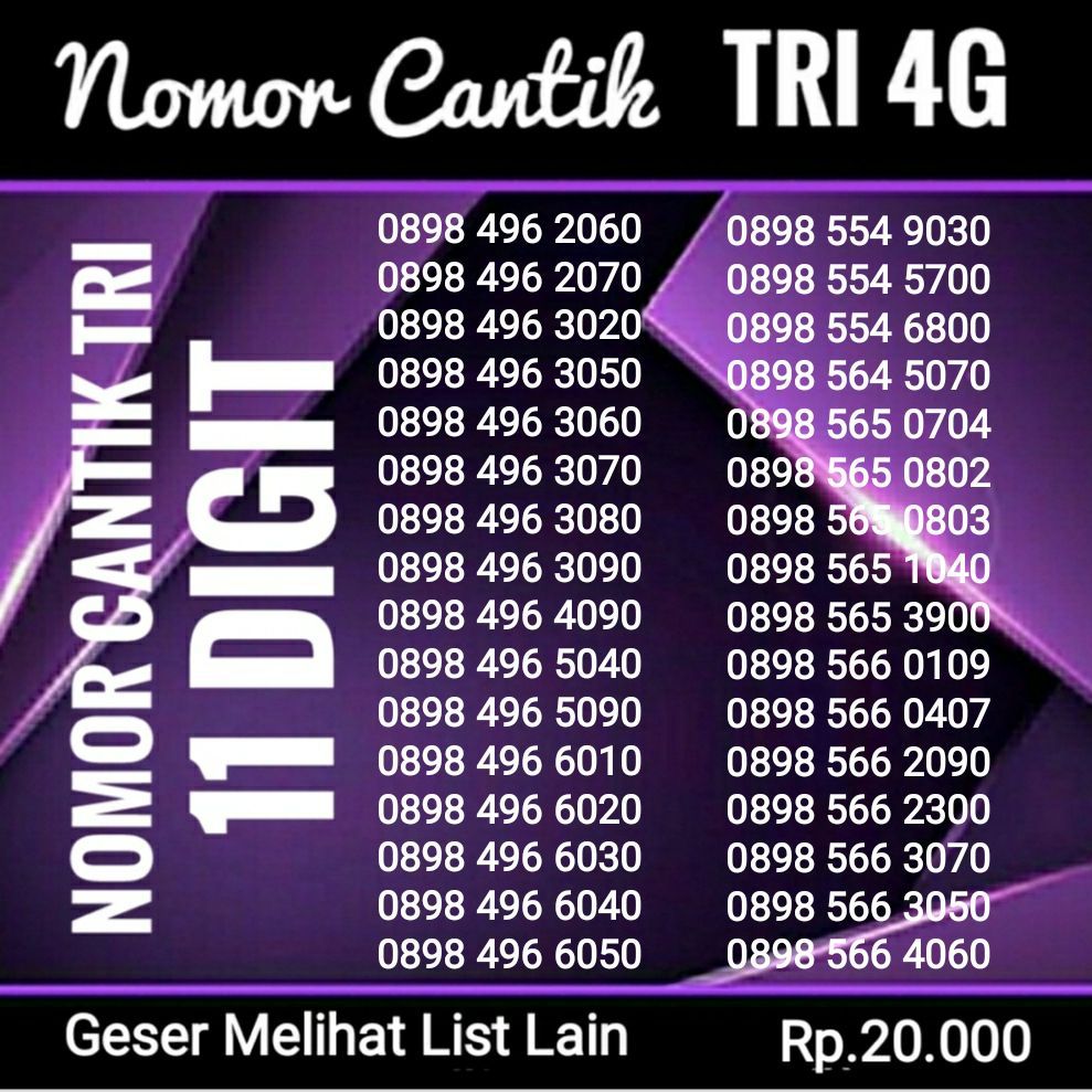 Nomor Cantik 11 DIGIT TRI 4G Nomor Cantik 11 DIGIT TRI 4G