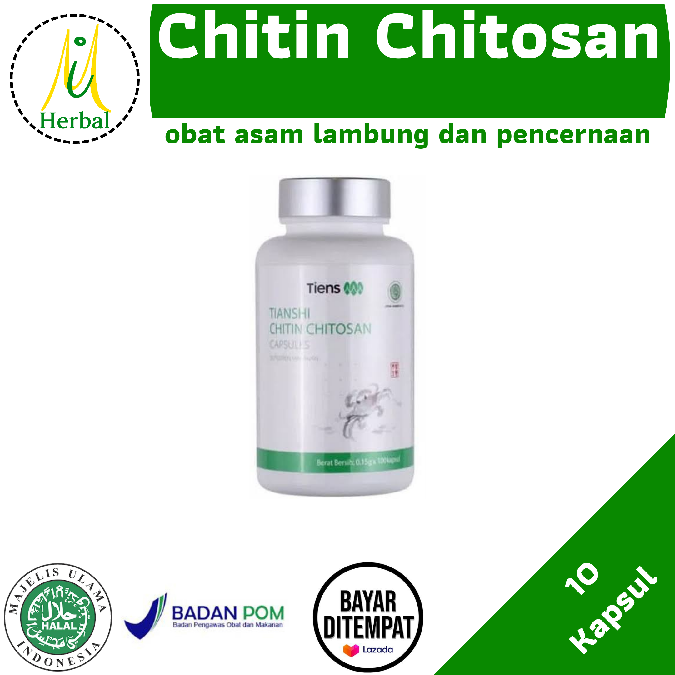 Pelangsing Chitin Chitosan - Suplemen Pelancar Pencernaan - Mengatasi Perut Buncit - 10 Kapsul Original - By Mi Herbal Pelangsing Chitin Chitosan - Suplemen Pelancar Pencernaan - Mengatasi Perut Buncit - 10 Kapsul Original - By Mi Herbal