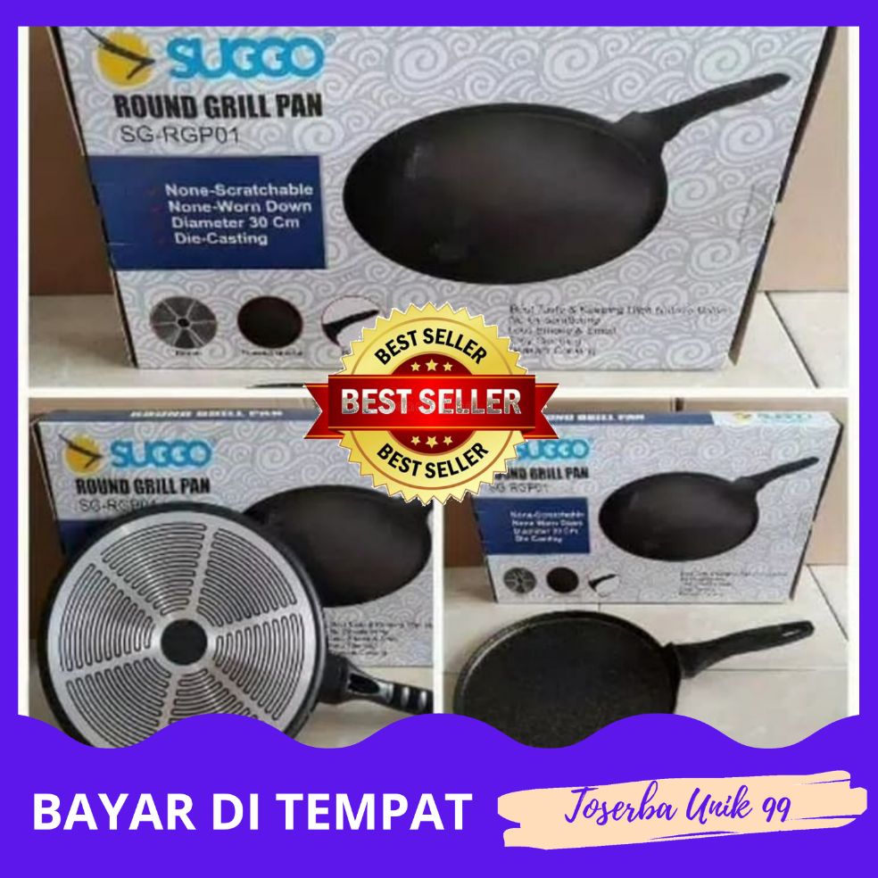 Alat Panggang Serbaguna Suggo Round Grill Pan 30cm anti lengket Alat Panggang Serbaguna Suggo Round Grill Pan 30cm anti lengket