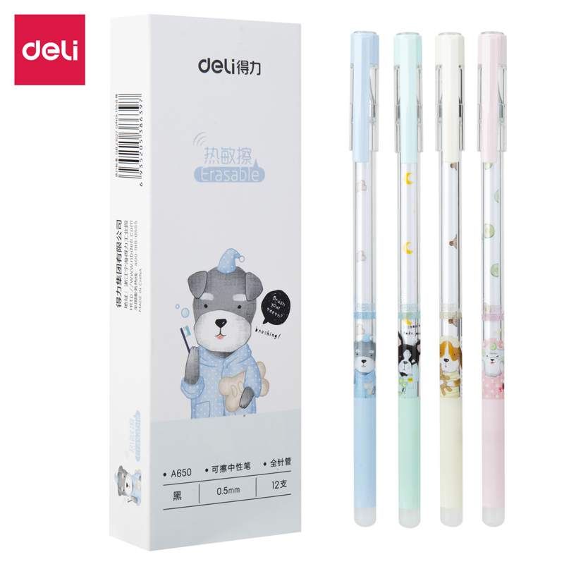 Deli Erasable Gel Pen Pulpen Gel 0.5mm Bullet Warna Hitam A650 Deli Erasable Gel Pen Pulpen Gel 0.5mm Bullet Warna Hitam A650
