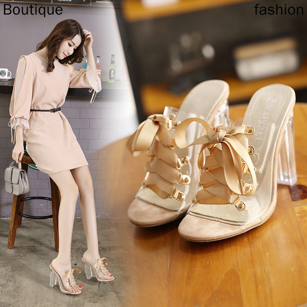 Mc 03 sandal heels wanita korea hak kaca Mc 03 sandal heels wanita korea hak kaca
