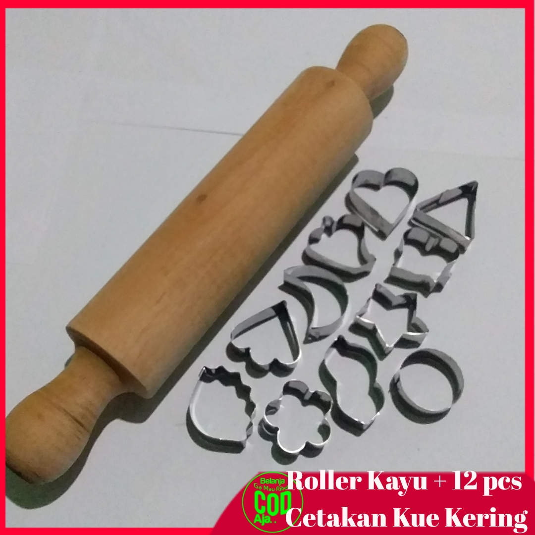 12 pcs cetakan kue kering dan rooler kayu murah / alat dapur dan perlengkapan kue 12 pcs cetakan kue kering dan rooler kayu murah / alat dapur dan perlengkapan kue