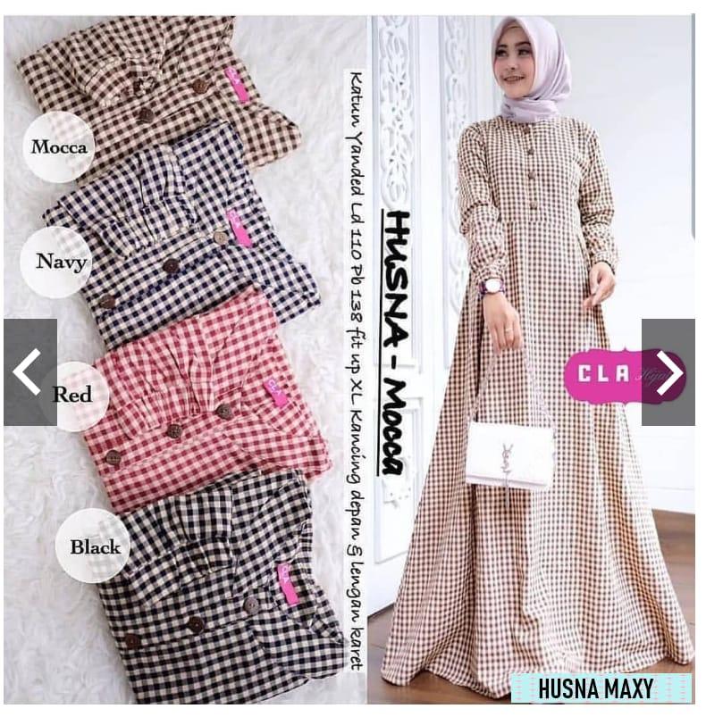 KuyKuy - Dress Maxi - Busana Muslim - Baju Wanit Muslimah - Gamis Katun - Husna Maxy - Fit L KuyKuy - Dress Maxi - Busana Muslim - Baju Wanit Muslimah - Gamis Katun - Husna Maxy - Fit L