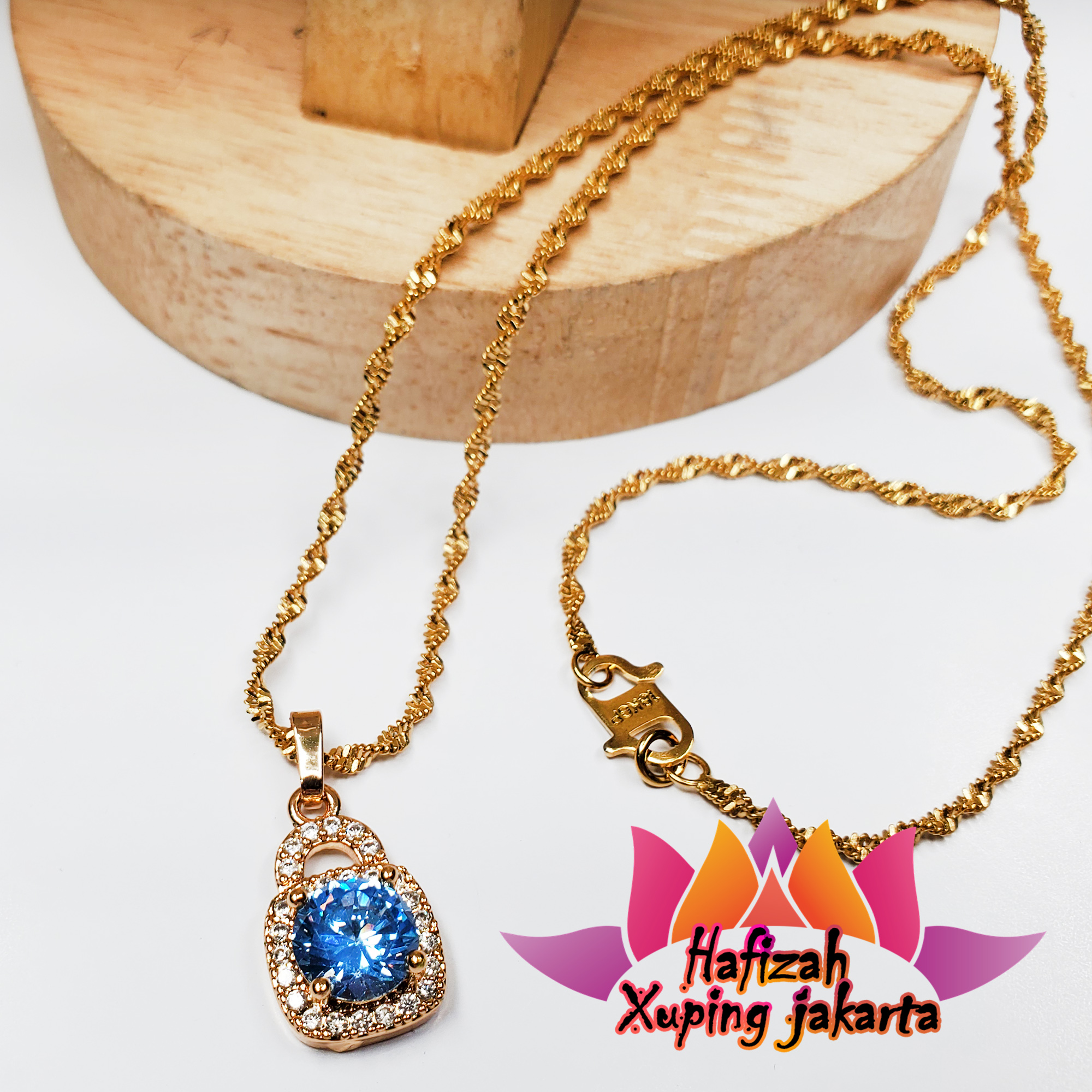 Kalung Xuping Melintir 24K Free Liontin Tas Permata Biru Kalung Xuping Melintir 24K Free Liontin Tas Permata Biru
