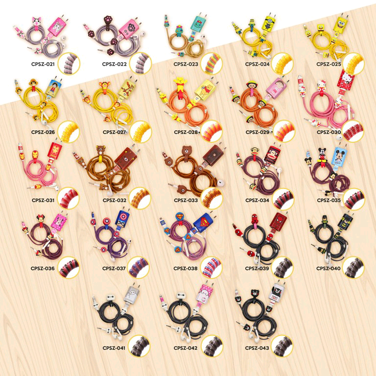Paket Pelindung Kabel Spiral / Pelindung Ujung Kabel Charger&Headset Karakter Paket Pelindung Kabel Spiral / Pelindung Ujung Kabel Charger&Headset Karakter