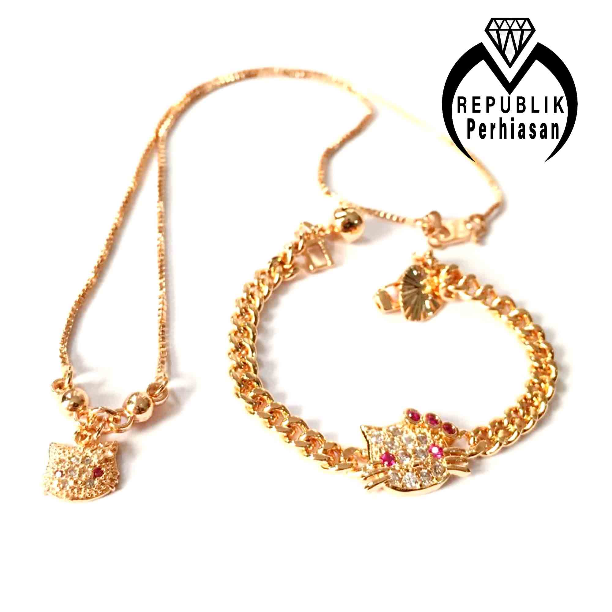 Set Anak Xuping 24K Kalung Dan Gelang Saja HEllo Kitty Gold Perhiasan Anak Set Anak Xuping 24K Kalung Dan Gelang Saja HEllo Kitty Gold Perhiasan Anak