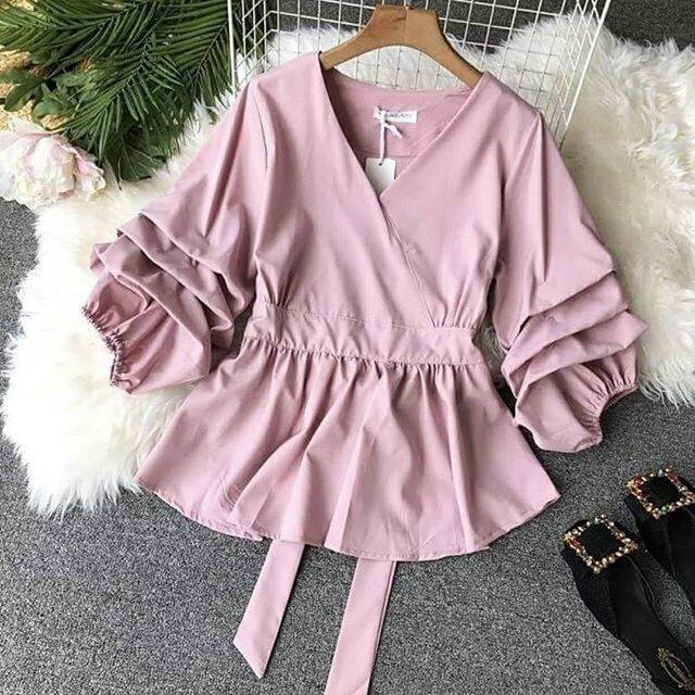 MF Ataan Blouse wanita Chelsie Kekinian OZ HQ MF Ataan Blouse wanita Chelsie Kekinian OZ HQ
