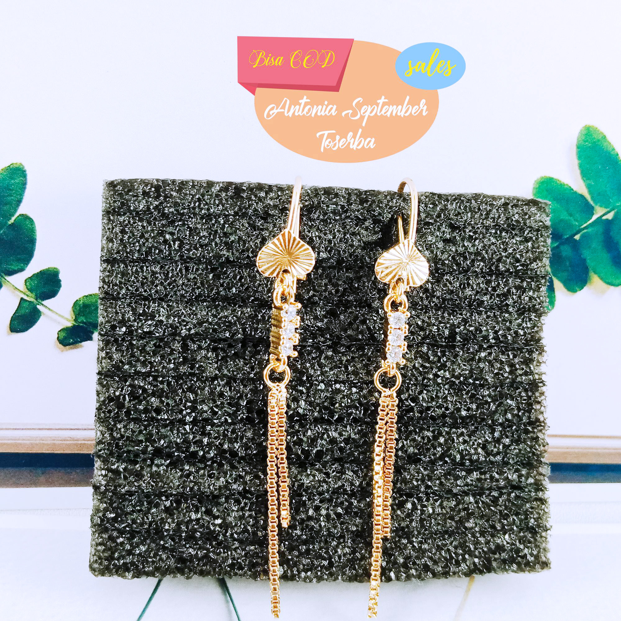 perhiasan xuping Anting stude anting tusuk permata motip love jambai2 24k perhiasan xuping Anting stude anting tusuk permata motip love jambai2 24k