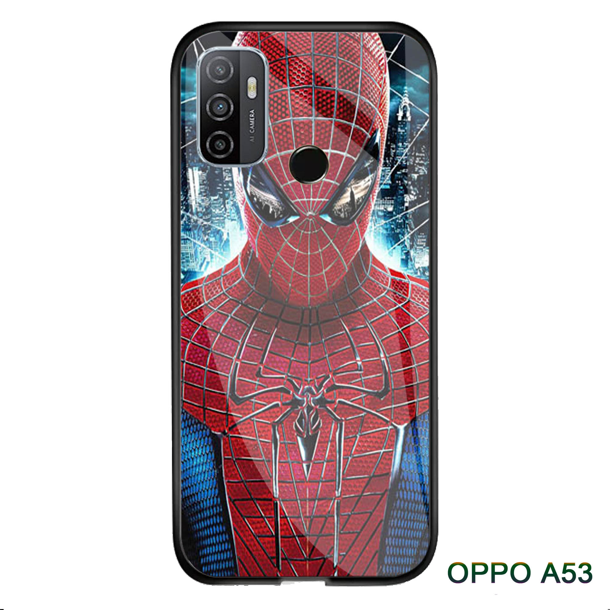 Softcase Glass Kaca Spider-Man Oppo A53 - J14 - Casing Hp-Pelindung hp-Case Handphone Softcase Glass Kaca Spider-Man Oppo A53 - J14 - Casing Hp-Pelindung hp-Case Handphone