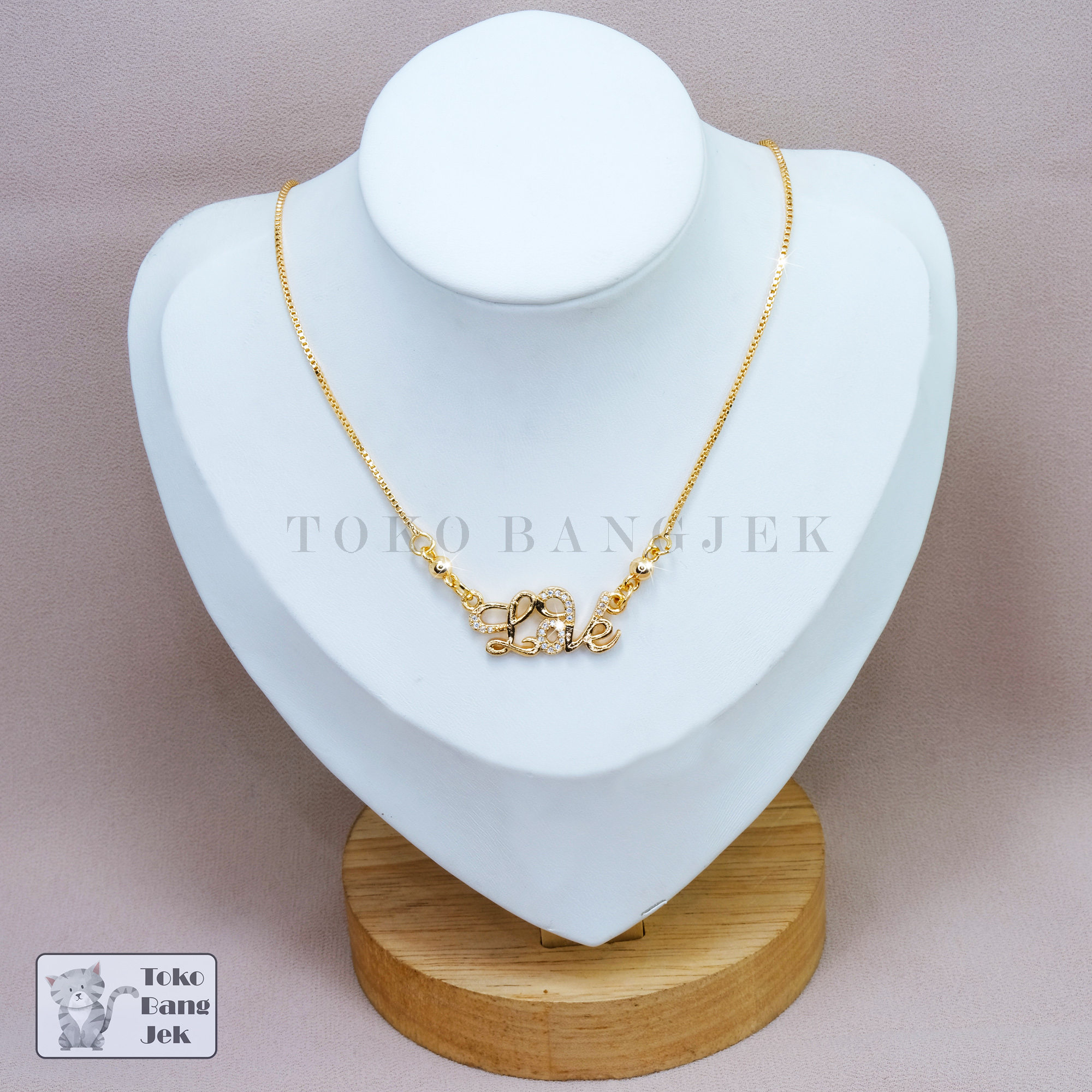 Kalung Anak Anti Luntur Motif Liontin Love Permata Latin Gold Lapis Emas 24K Kalung Anak Anti Luntur Motif Liontin Love Permata Latin Gold Lapis Emas 24K