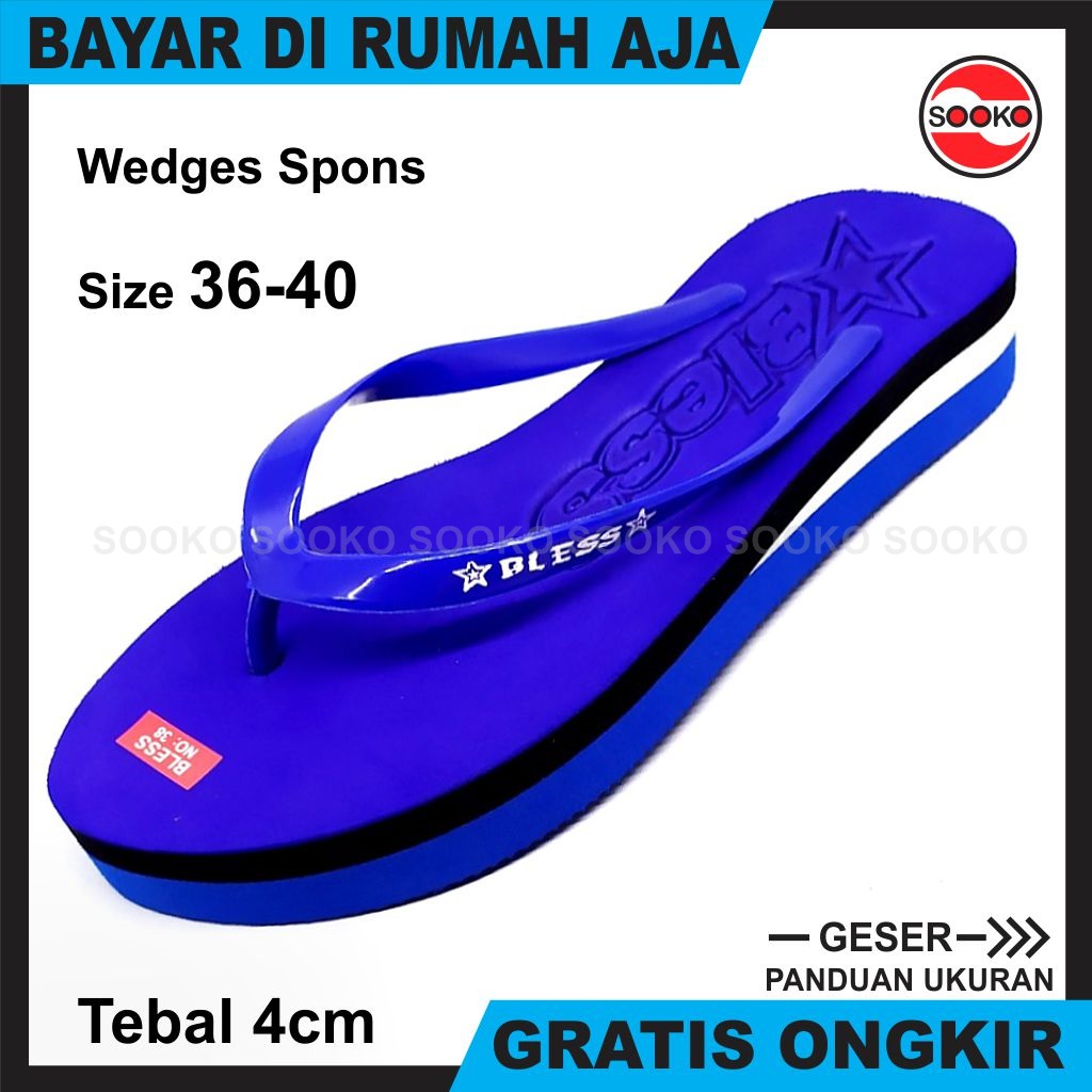 Sooko - Sandal Wanita Jepit Wedges Spon Perempuan Sendal Wedges Spons Cewek Sandal Santai Sehari-hari Murah BLESS Sooko - Sandal Wanita Jepit Wedges Spon Perempuan Sendal Wedges Spons Cewek Sandal Santai Sehari-hari Murah BLESS