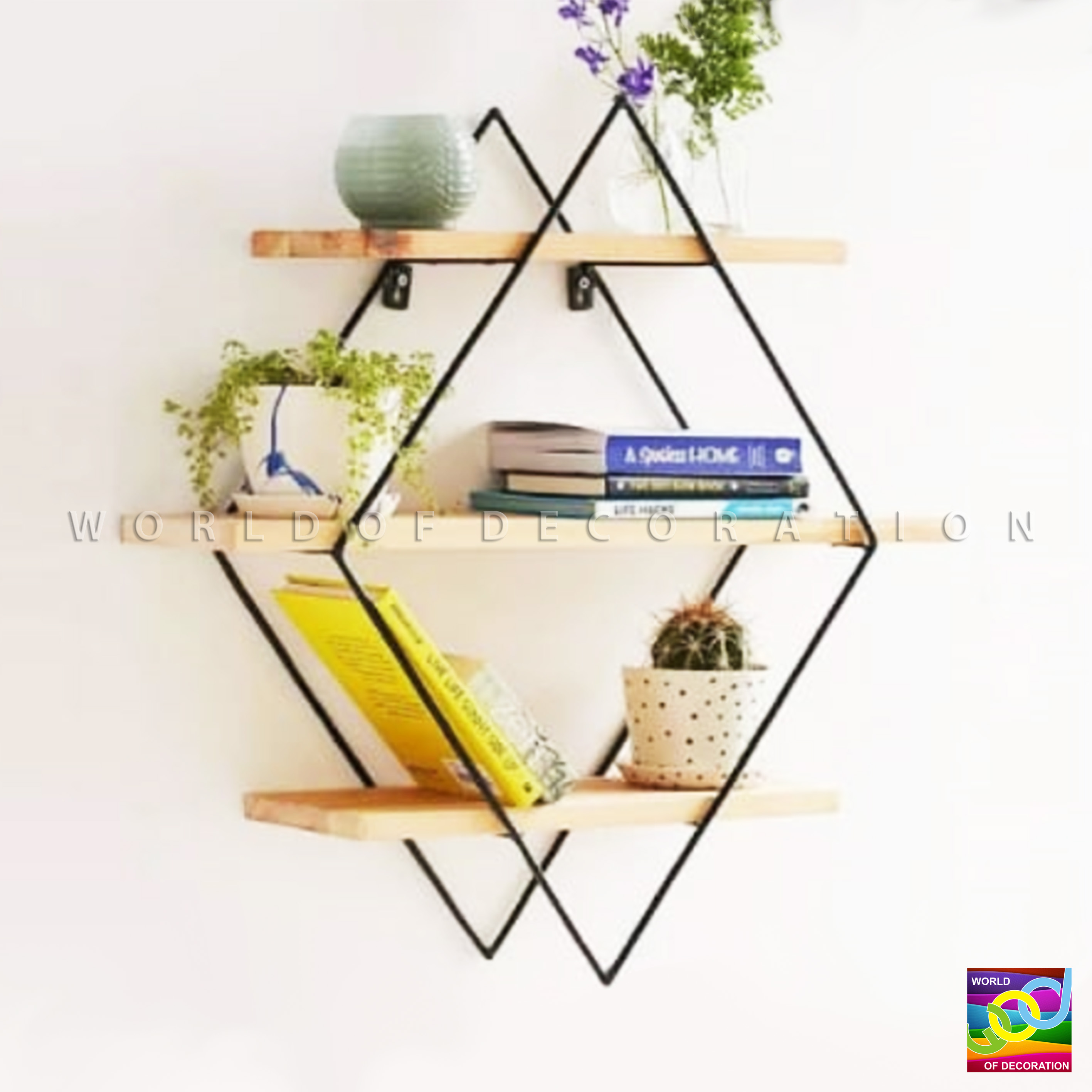 RAK DINDING KAYU BESI DIAMOND THREESTAGE - RAK DINDING TEMPEL KAYU BESI GANTUNG TEMBOK SERBAGUNA MINIMALIS AESTHETIC FURNITURE RAK DINDING KAYU BESI DIAMOND THREESTAGE - RAK DINDING TEMPEL KAYU BESI GANTUNG TEMBOK SERBAGUNA MINIMALIS AESTHETIC FURNITURE