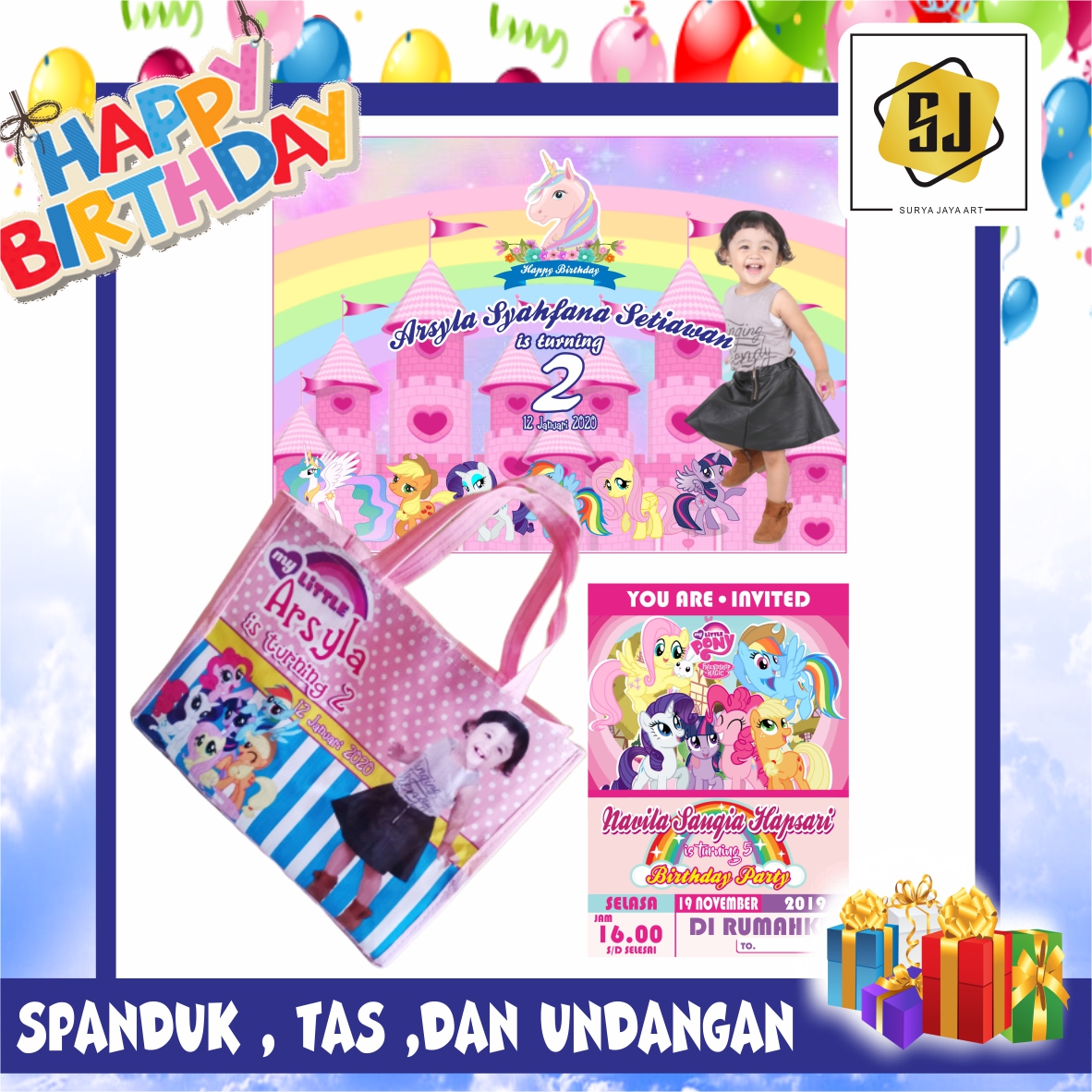 Paket Perlengkapan Ulang Tahun Anak Spanduk Ultah / Banner Ultah /Backdrop / Undangan / Dan / Tas Ulang Tahun Paket Perlengkapan Ulang Tahun Anak Spanduk Ultah / Banner Ultah /Backdrop / Undangan / Dan / Tas Ulang Tahun