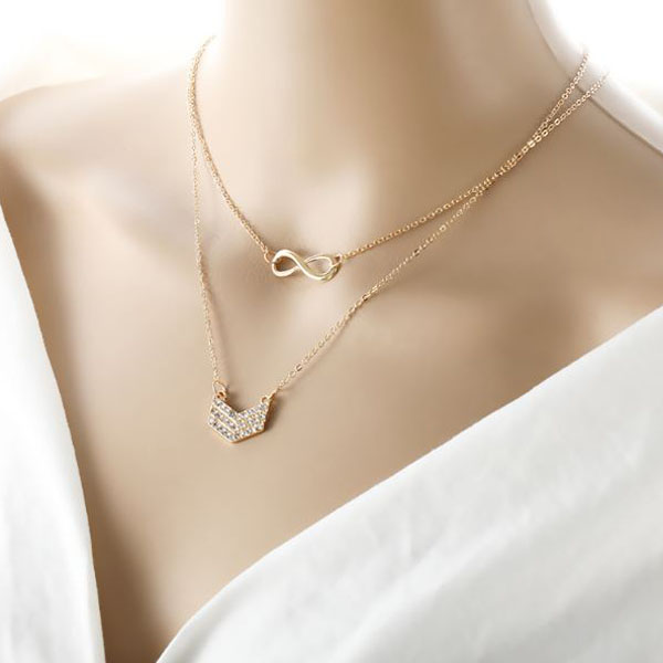 OILA kalung double layer simple infinite v shape necklace jka179 OILA kalung double layer simple infinite v shape necklace jka179