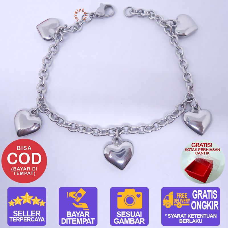LovelyButik - Gelang Tangan Titanium Anti Karat Amira Gelang Tangan Wanita Titanium Ukuran 18 Cm BONUS KOTAK PERHIASAN LovelyButik - Gelang Tangan Titanium Anti Karat Amira Gelang Tangan Wanita Titanium Ukuran 18 Cm BONUS KOTAK PERHIASAN
