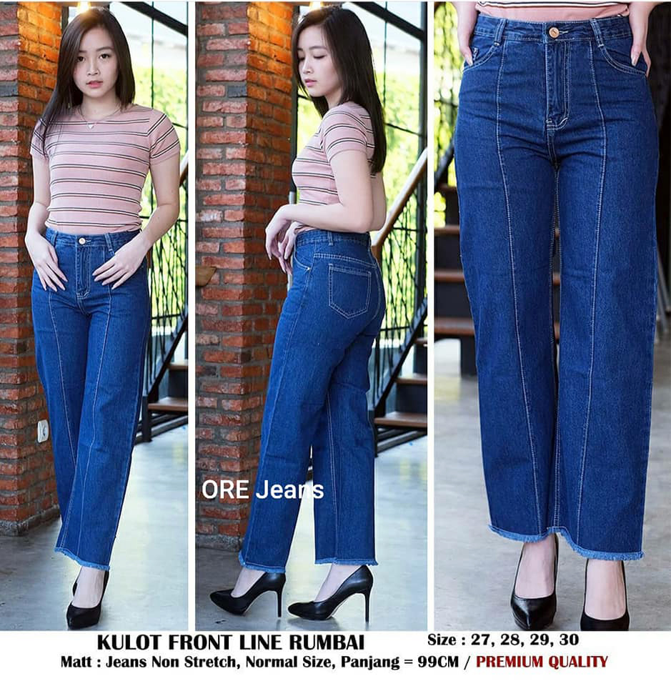 ORE - Celana Jeans Kulot Wanita Terbaru - Rumbai front Line - COD ORE - Celana Jeans Kulot Wanita Terbaru - Rumbai front Line - COD