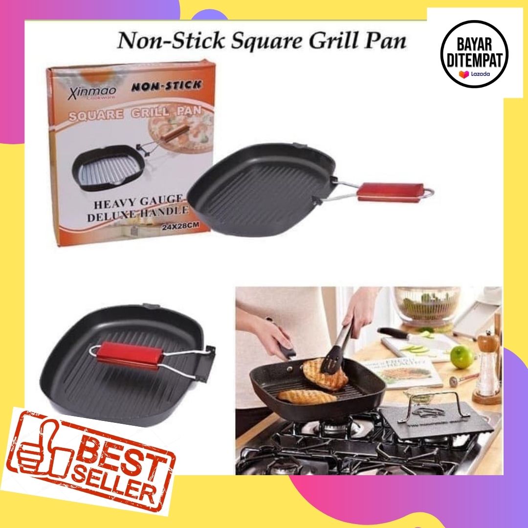 ( COD ) Square Grill Pan 20 Cm Teflon Wajan Anti Lengket / Panggangan Daging BBQ ( COD ) Square Grill Pan 20 Cm Teflon Wajan Anti Lengket / Panggangan Daging BBQ