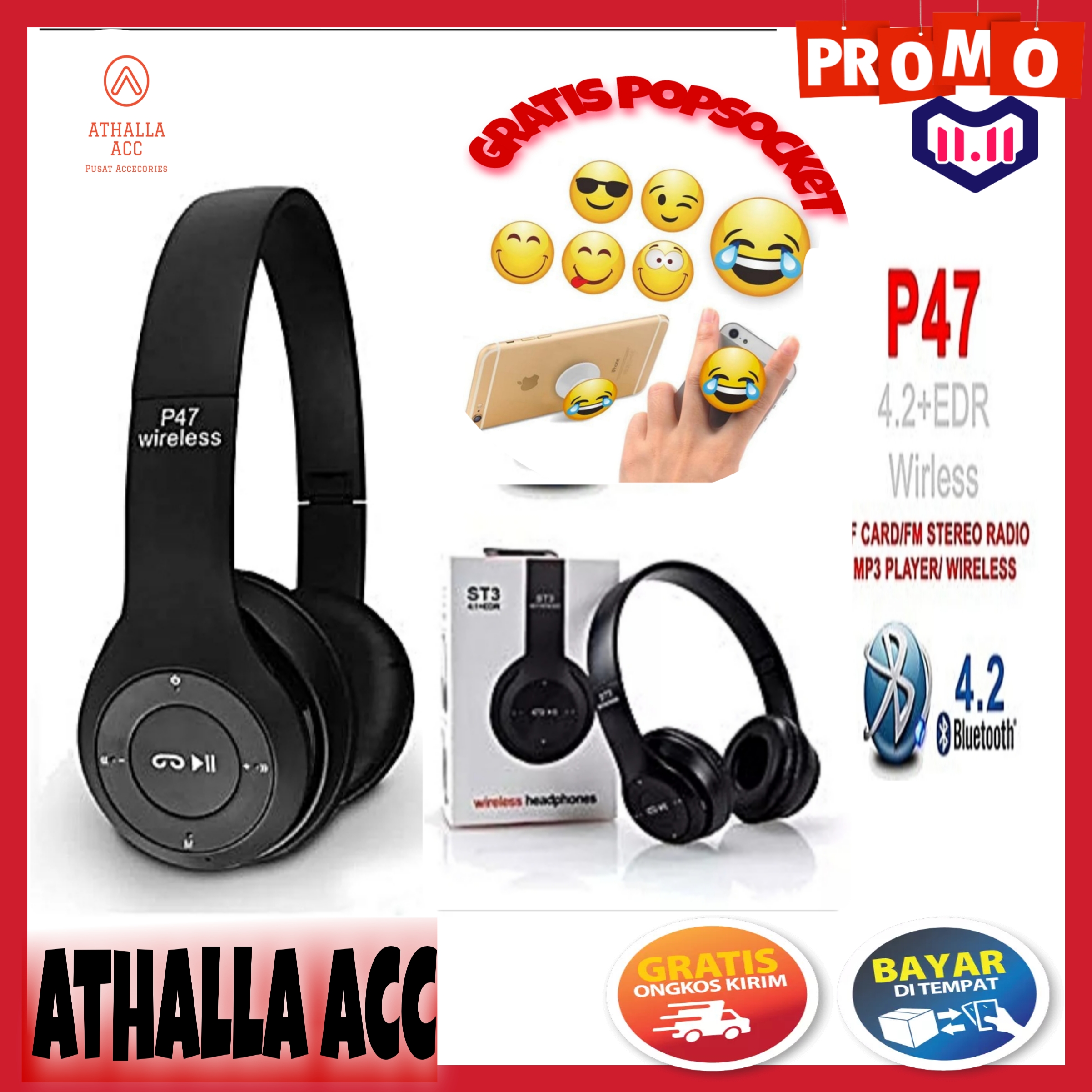 Athalla ACC - Headphone Headset Wireless Bluetooth DJ Bando P-47 - sedia headset jbl ori original super bass tanpa kabel c100si gaming blutooth stereo bluetooth full bass xiaomi miniso oppo buat hp samsung vivo murah mini wireless - hendset gaming HP Athalla ACC - Headphone Headset Wireless Bluetooth DJ Bando P-47 - sedia headset jbl ori original super bass tanpa kabel c100si gaming blutooth stereo bluetooth full bass xiaomi miniso oppo buat hp samsung vivo murah mini wireless - hendset gaming HP