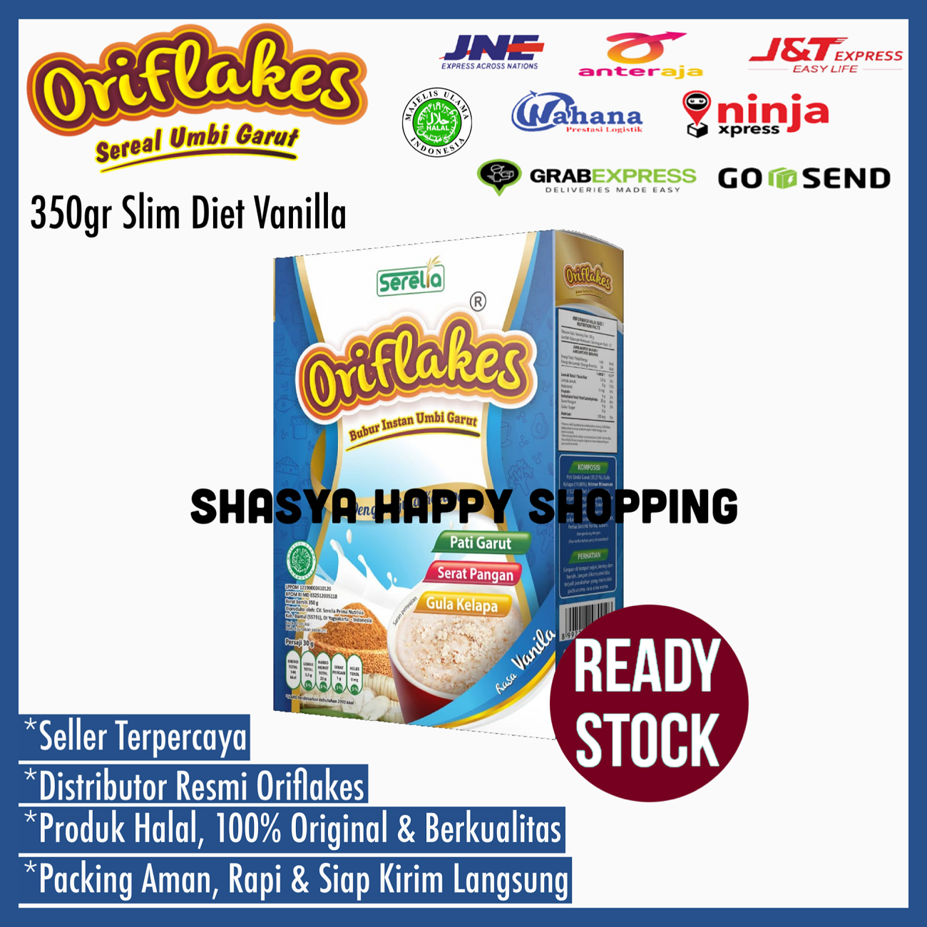Oriflakes Sereal Slim diet 350 gram - VANILA - Sereal Umbi Garut Meredakan asam lambung maag kembung gastro Gerd dan untuk diet Oriflakes Sereal Slim diet 350 gram - VANILA - Sereal Umbi Garut Meredakan asam lambung maag kembung gastro Gerd dan untuk diet