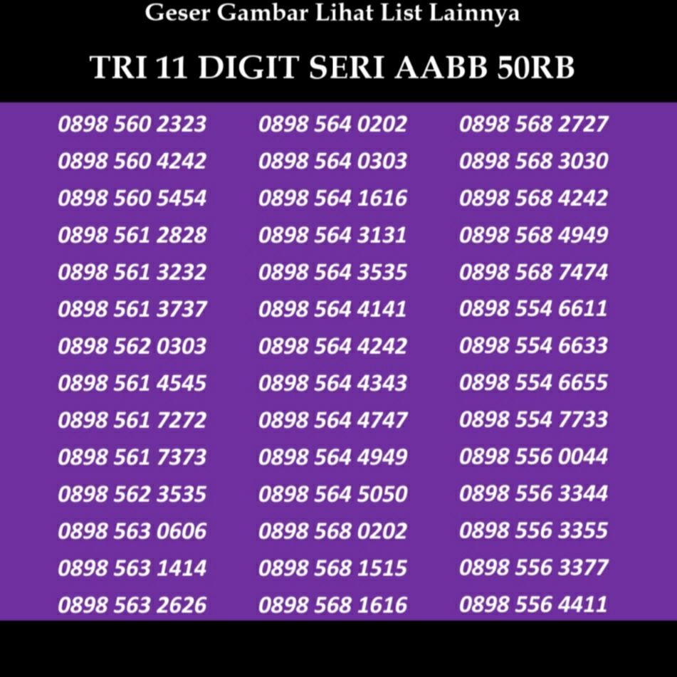 Nomor Cantik 11 DIGIT Tri 4G Nomor Cantik 11 DIGIT Tri 4G