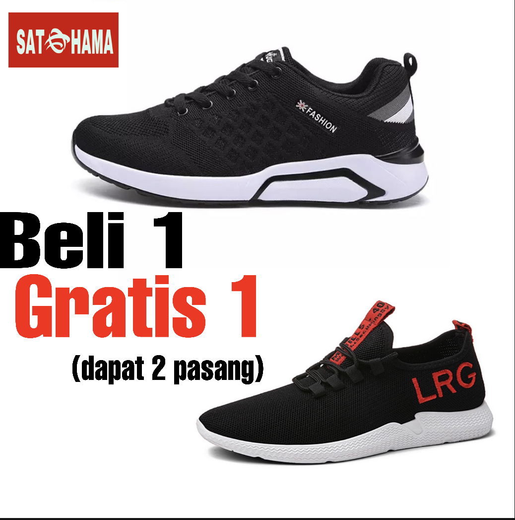 Satohama Beli 1 Gratis 1 Sepatu Pria - Sepatu Kets Sneaker Kasual Pria - Sneakers Sepatu Pria Running Sepatu Import Termurah - Hitam Satohama Beli 1 Gratis 1 Sepatu Pria - Sepatu Kets Sneaker Kasual Pria - Sneakers Sepatu Pria Running Sepatu Import Termurah - Hitam