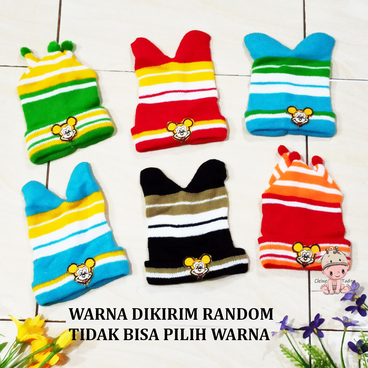 Cleine Tadita - Topi Bayi Kupluk Rajut Bayi Newborn Murah Warna Random Cleine Tadita - Topi Bayi Kupluk Rajut Bayi Newborn Murah Warna Random